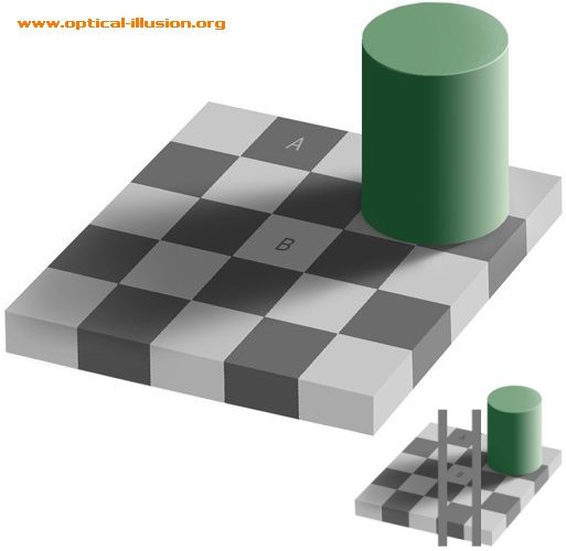 Did you know that squares A and B are the same colour?