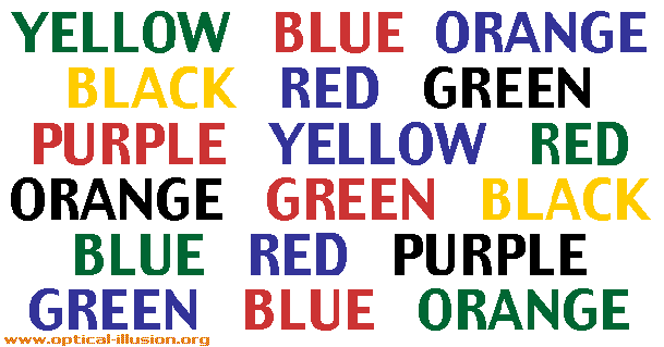 Can you say the colour of each word?