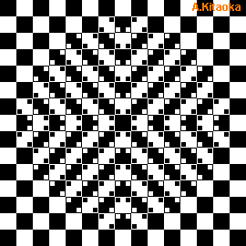 Squares in the middle look distorted. (The image is Copyright A. Kitaoka)