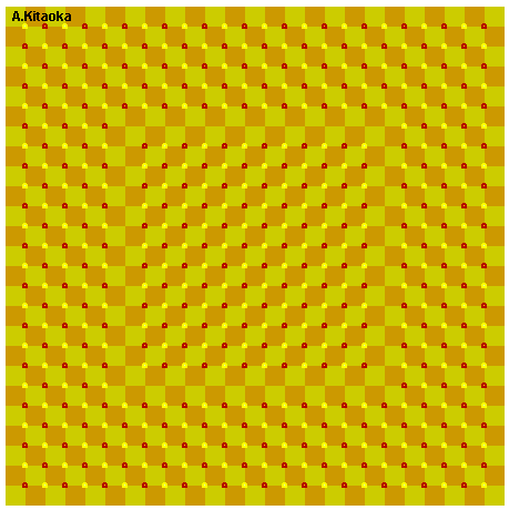 There is a skewed square is in the middle. (The image is Copyright A. Kitaoka)