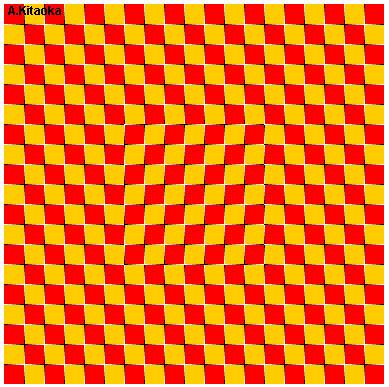 A skewed square is fomed in the center. (The image is Copyright A. Kitaoka)