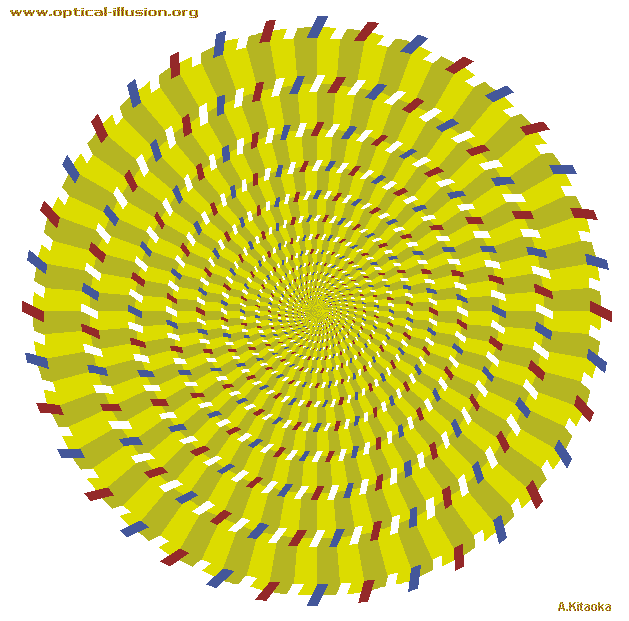 Yellow spiral (The image is Copyright A. Kitaoka)
