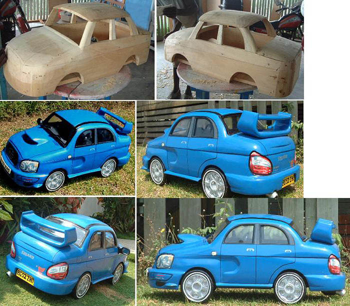 Coche hecho con madera