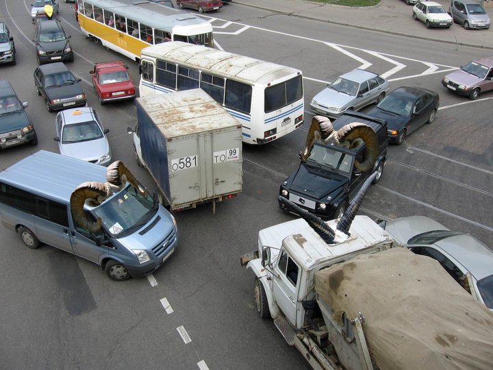 Coches con cuernos