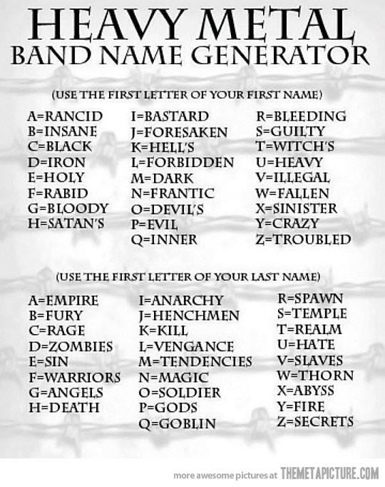 Heavy metal band name generator